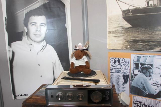 Moose takes a ride on a turntable in Chris and Jackie Dannatt's brilliant Pirate Memories exhibition