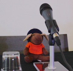 Moosie tests out a microphone