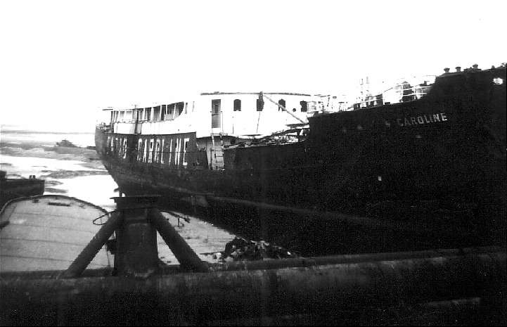 MV Caroline scrapped staboard bow view close up