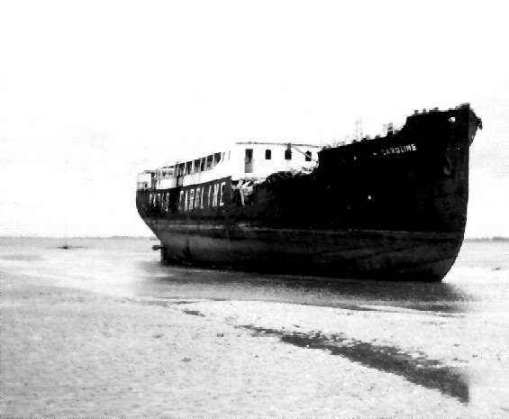 MV Caroline being scrapped staboard bow view